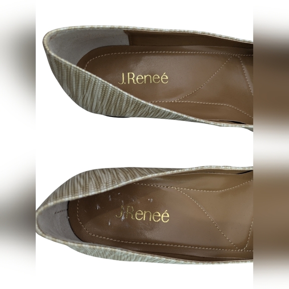 NWOB J Renee Reptile Embossed Metallic Tan Cream Comfort Low Heel Pumps Size 10 - Picture 7 of 10